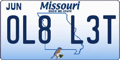 MO license plate OL8L3T