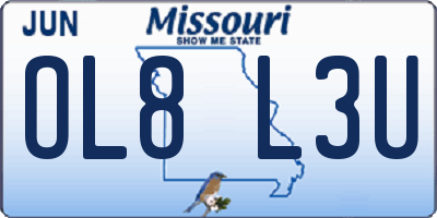 MO license plate OL8L3U