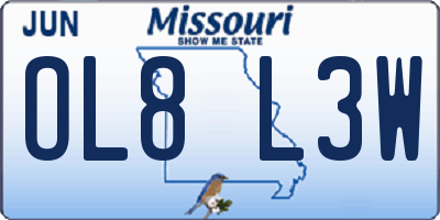 MO license plate OL8L3W