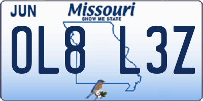 MO license plate OL8L3Z