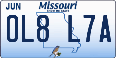 MO license plate OL8L7A