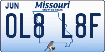 MO license plate OL8L8F