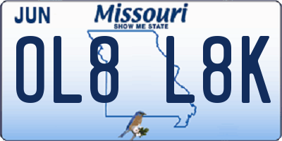 MO license plate OL8L8K