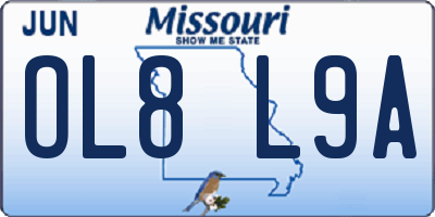 MO license plate OL8L9A