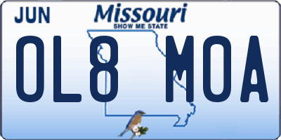 MO license plate OL8M0A