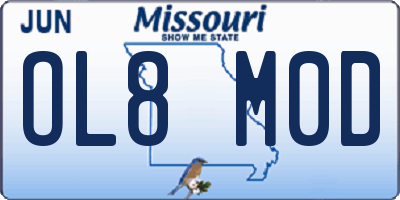 MO license plate OL8M0D