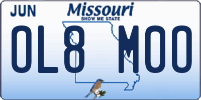 MO license plate OL8M0O