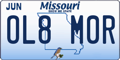 MO license plate OL8M0R