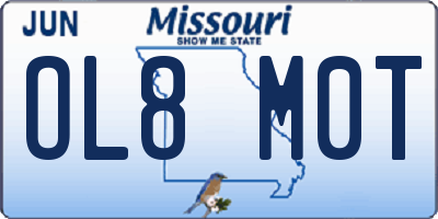 MO license plate OL8M0T