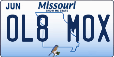 MO license plate OL8M0X
