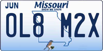 MO license plate OL8M2X