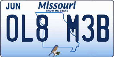 MO license plate OL8M3B