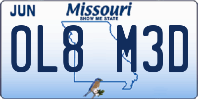 MO license plate OL8M3D