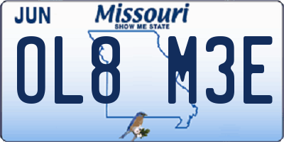 MO license plate OL8M3E