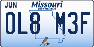 MO license plate OL8M3F