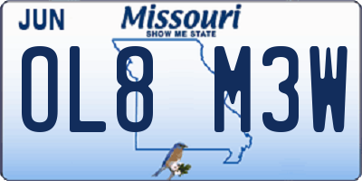 MO license plate OL8M3W