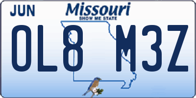 MO license plate OL8M3Z