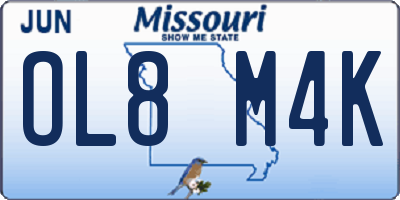 MO license plate OL8M4K