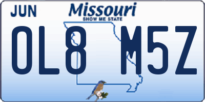 MO license plate OL8M5Z