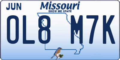MO license plate OL8M7K