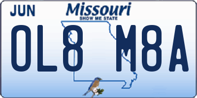 MO license plate OL8M8A