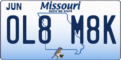 MO license plate OL8M8K