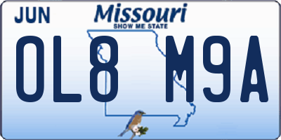 MO license plate OL8M9A