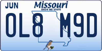 MO license plate OL8M9D