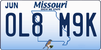 MO license plate OL8M9K