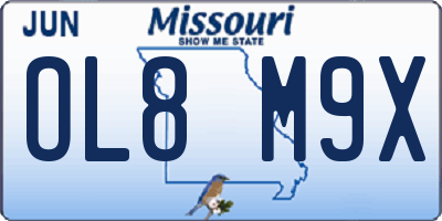 MO license plate OL8M9X