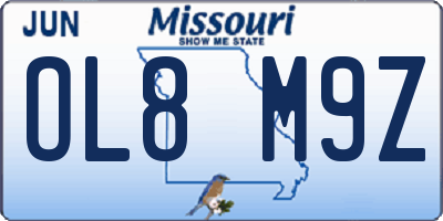 MO license plate OL8M9Z