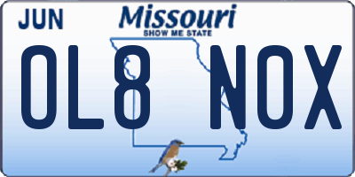 MO license plate OL8N0X