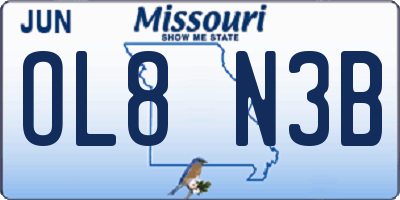 MO license plate OL8N3B