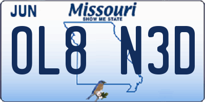 MO license plate OL8N3D