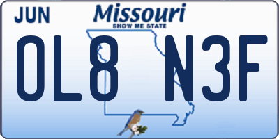 MO license plate OL8N3F