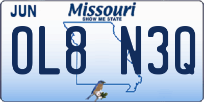 MO license plate OL8N3Q