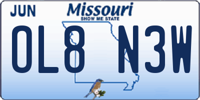 MO license plate OL8N3W