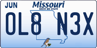 MO license plate OL8N3X