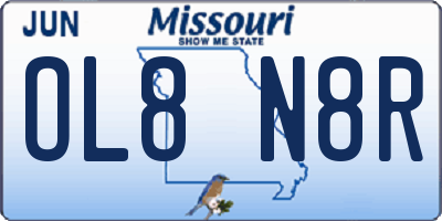 MO license plate OL8N8R