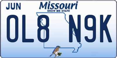 MO license plate OL8N9K