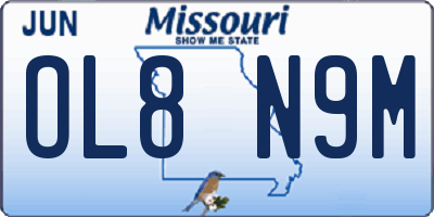 MO license plate OL8N9M