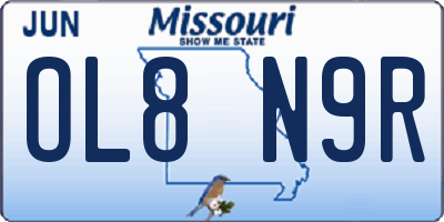 MO license plate OL8N9R