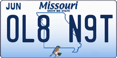 MO license plate OL8N9T