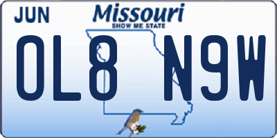 MO license plate OL8N9W