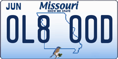 MO license plate OL8O0D