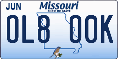 MO license plate OL8O0K