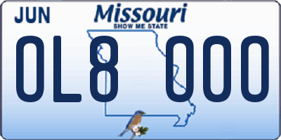 MO license plate OL8O0O