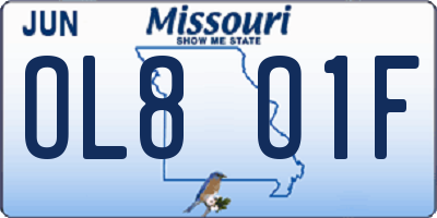 MO license plate OL8O1F