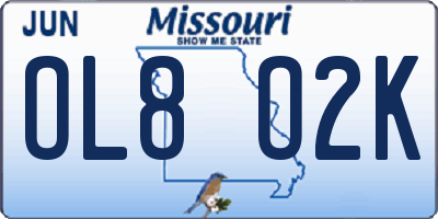 MO license plate OL8O2K