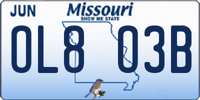 MO license plate OL8O3B